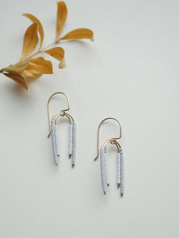 Landscape Earring - Unique Minimal Earthy Seed Bead Dangle