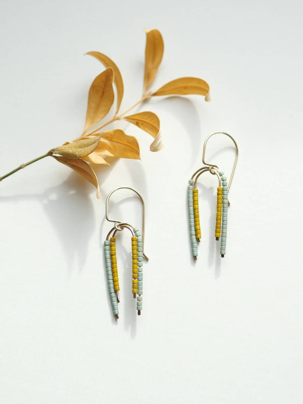 Landscape Earring - Unique Minimal Earthy Seed Bead Dangle