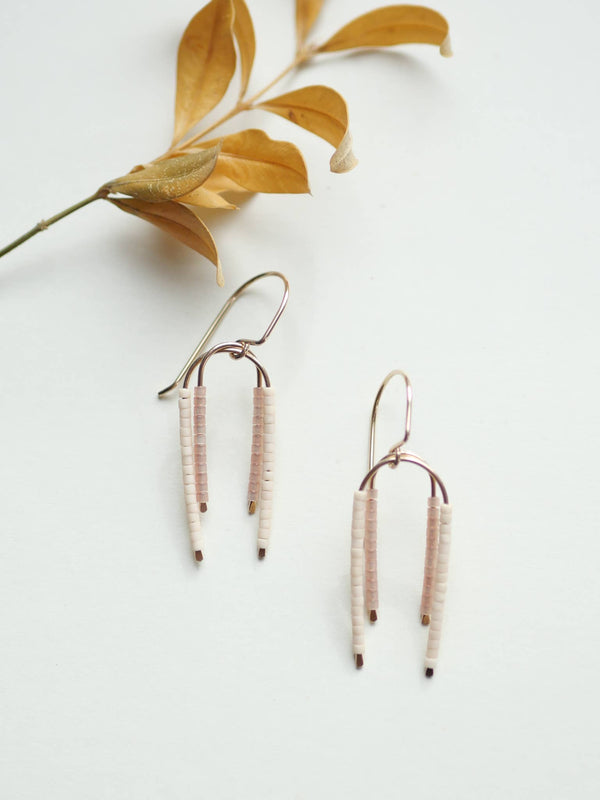 Landscape Earring - Unique Minimal Earthy Seed Bead Dangle
