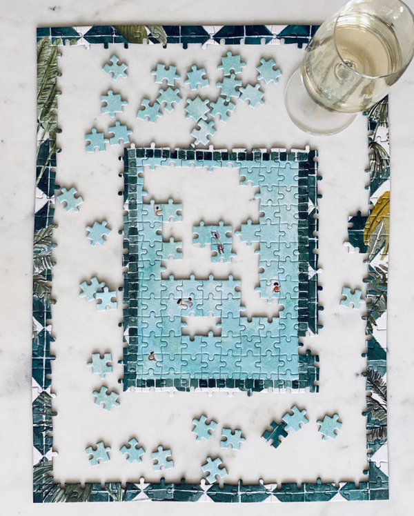 450pc Puzzle & Glue Kit: Swim Club by Isabelle Vandeplassche