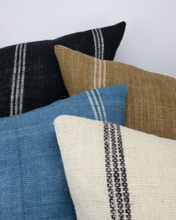 Priya - 24" Blue Indian Wool Pillow Cover