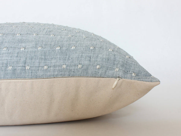 Designer Light Blue Pillow Cover, Blue Dot Textured Pillow