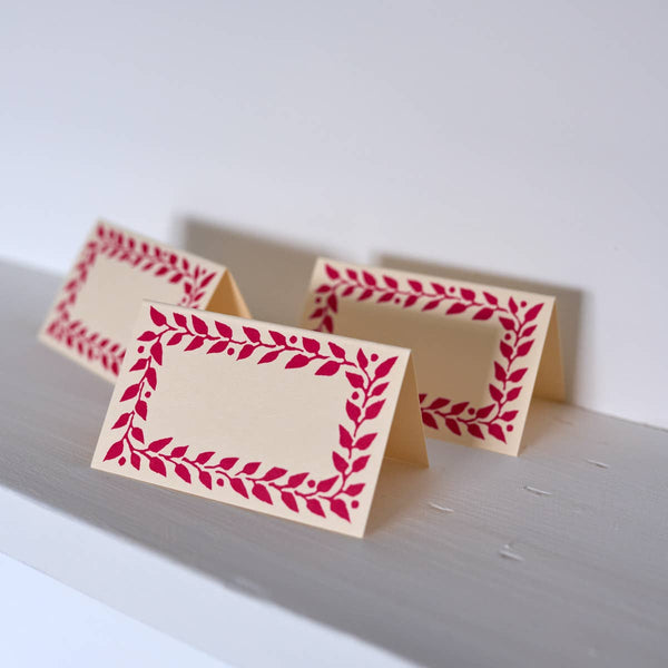 Pack of Twelve Raspberry Place Cards