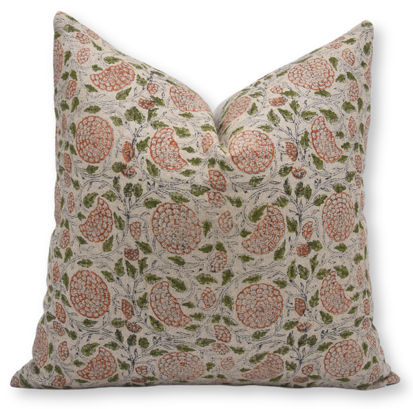 Luxury Hand-Printed Thick Linen Cushion Cover-Karwachauth