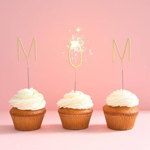 Big 8" Gold "MOM" Letter Sparkler Wands Card - Garden Party