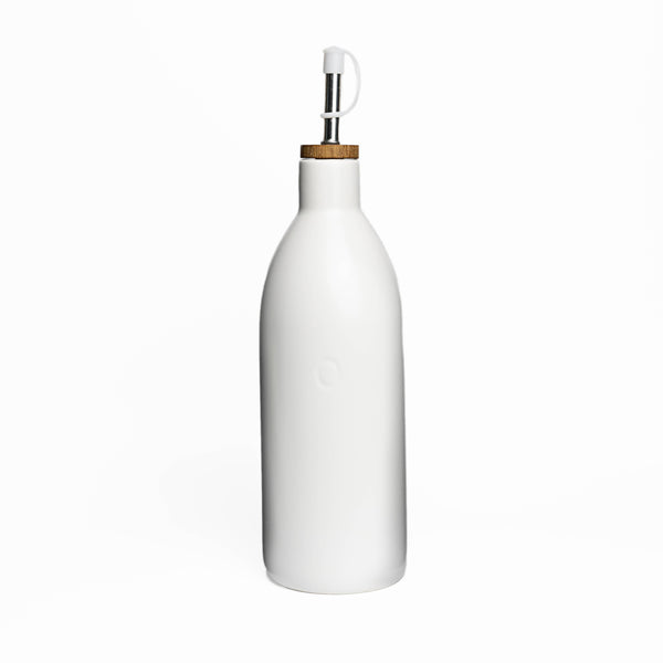 Fox Run White Ceramic Oil Bottle,17 oz Olive Oil Dispenser