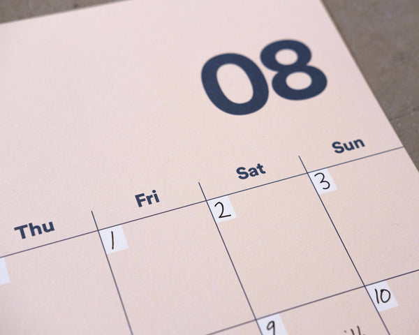 A3 Undated Wall Calendar Light Beige