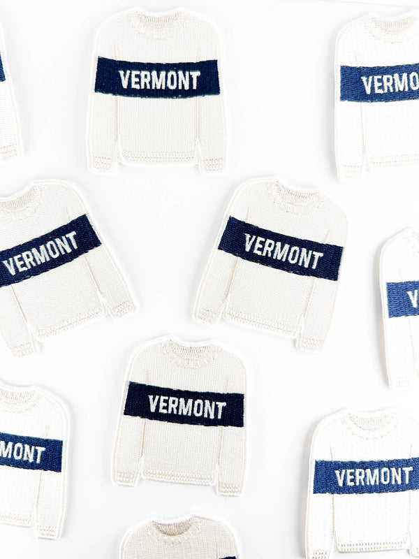 Vermont Sweater Embroidered Patch Ski Town Iron On Patch
