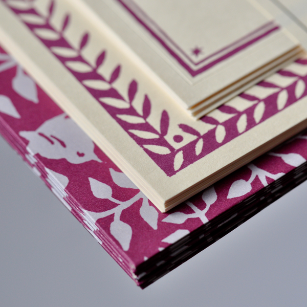 Set of Notecards and Envelopes Dancing Hare Violet