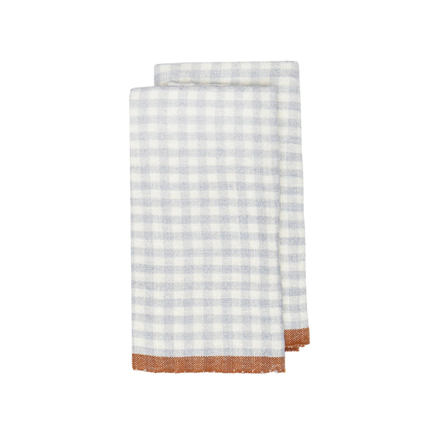 Two-Tone Gingham Blue/Cognac Tea Towel 20x30