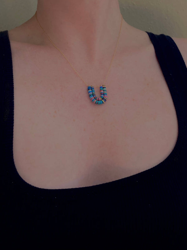 The Core Pendant - Colorful Double Arc on Gold Chain