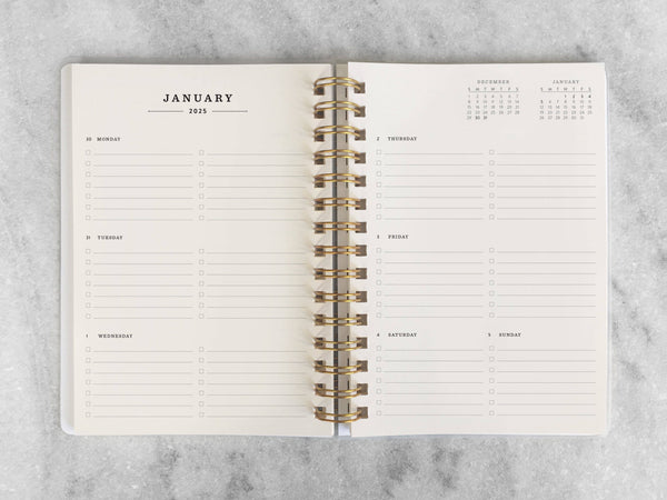 12-Month Planner, Peach Bookcloth