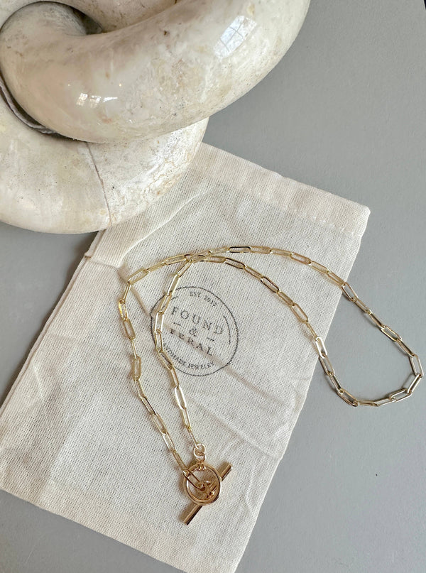 14k Gold Plated Link & Chain Necklace