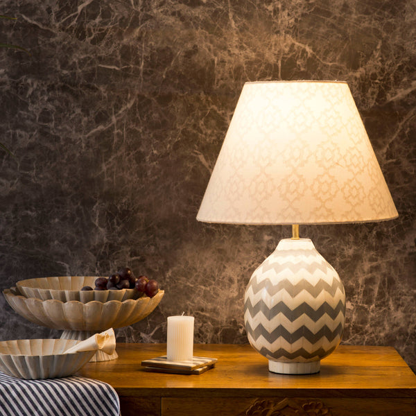 Grey Herringbone Table Lamp