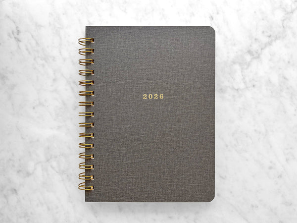 12-Month Planner, Charcoal Bookcloth