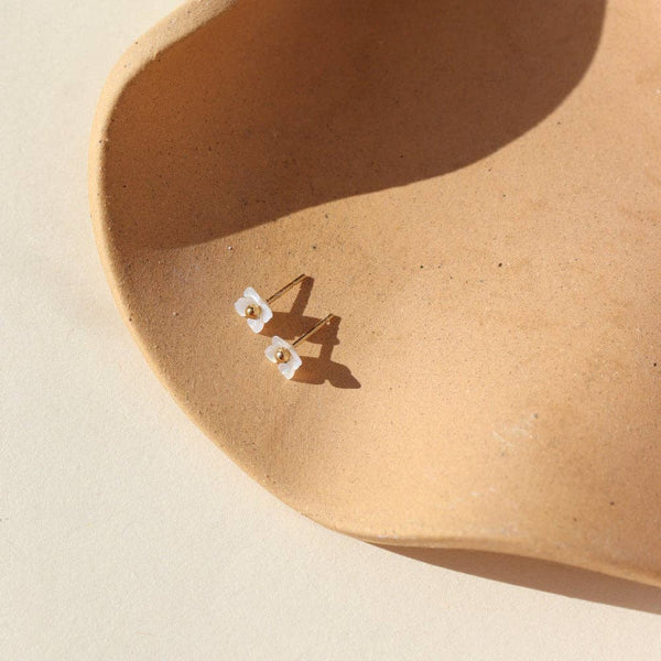 Mother of Pearl Flower Studs -  Gold Fill/ Sterling Silver