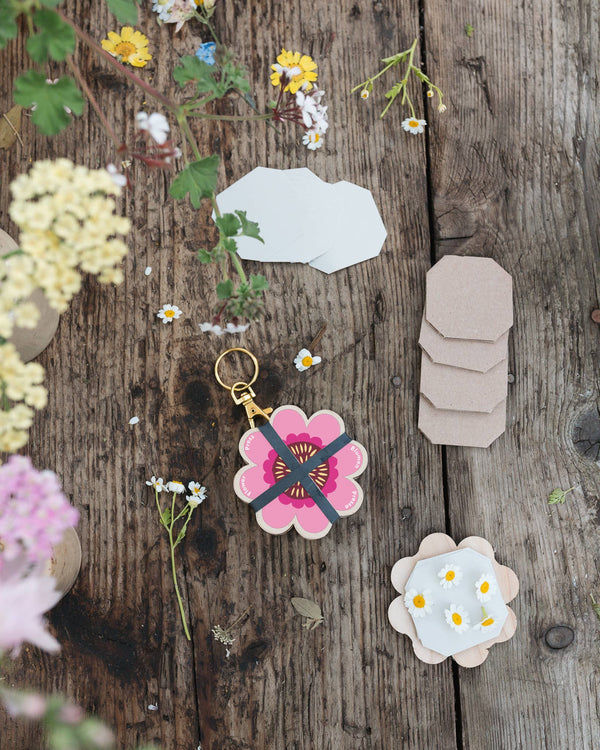 Keyring Flower Press - Pinks & Blues