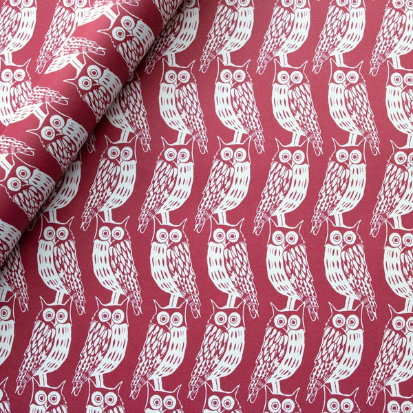 Patterned Paper Owls Dark Red