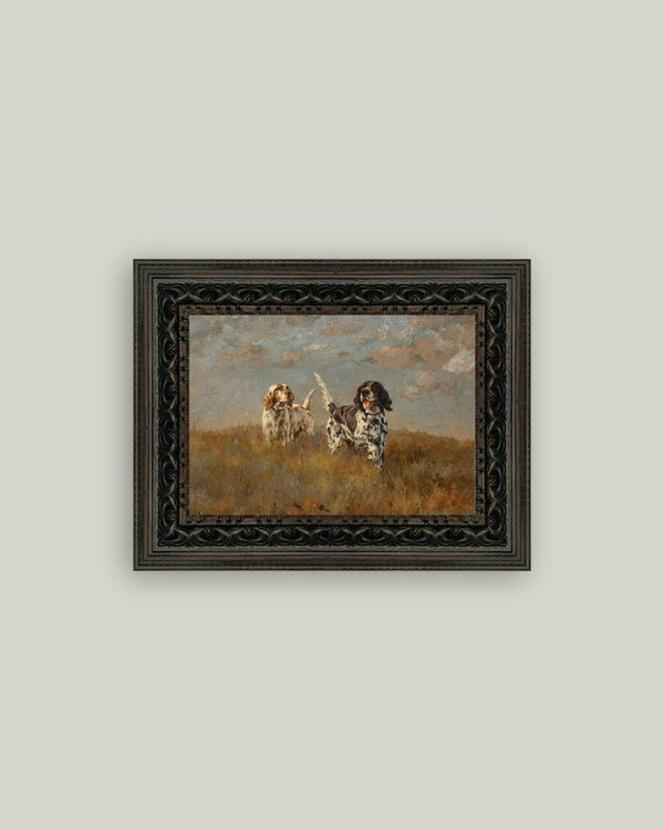 Two Hilltop Setters Framed Antique Art