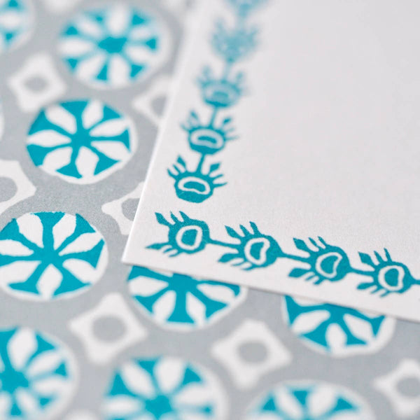 Five Long Self Adhesive Labels with Turquoise border