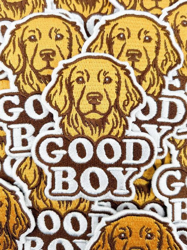 Good Boy Patch – Golden Retriever Embroidered Iron On Patch