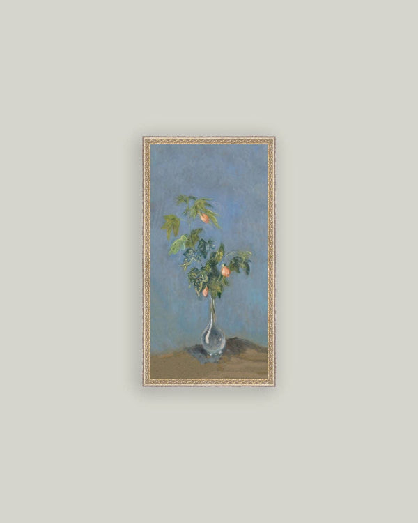 Flowers in a Glass Vase Framed Antique Art