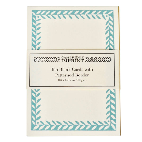 10 Postcards with Patterned Border in Turquoise