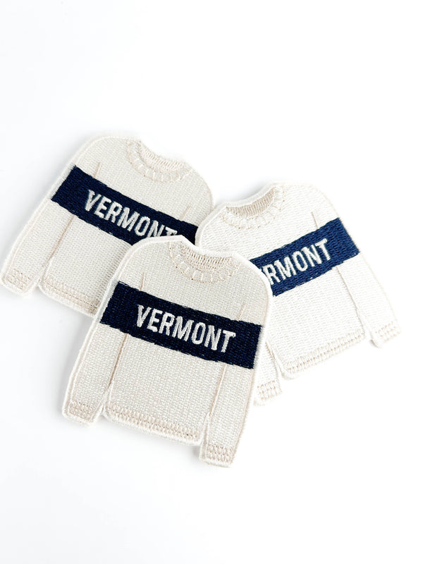 Vermont Sweater Embroidered Patch Ski Town Iron On Patch