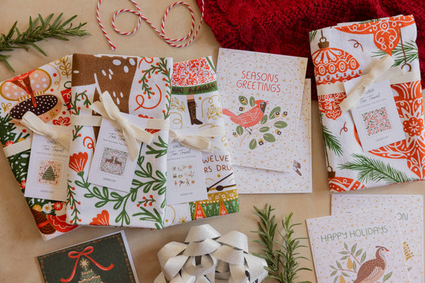 Ornament Tea Towel  - Classic Holiday Kitchen Decor