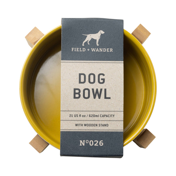 Cermic Bowl with Wooden Stand - Ochre, Whine 'N Dine