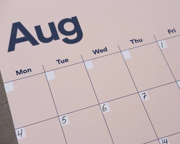 A3 Undated Wall Calendar Light Beige