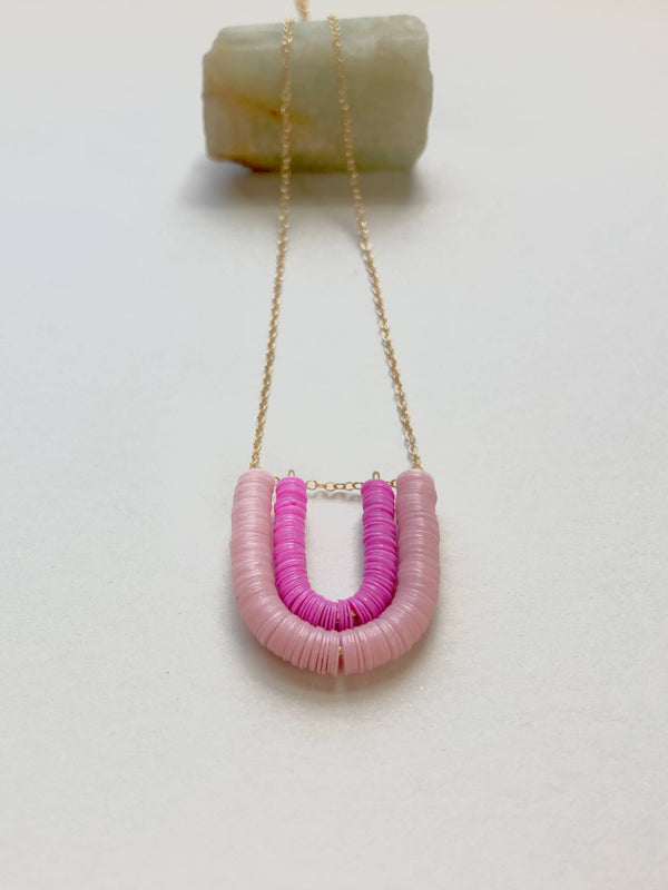 The Core Pendant - Colorful Double Arc on Gold Chain