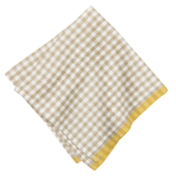 Two-Tone Gingham Napkins Natural & Dijon- set of 2
