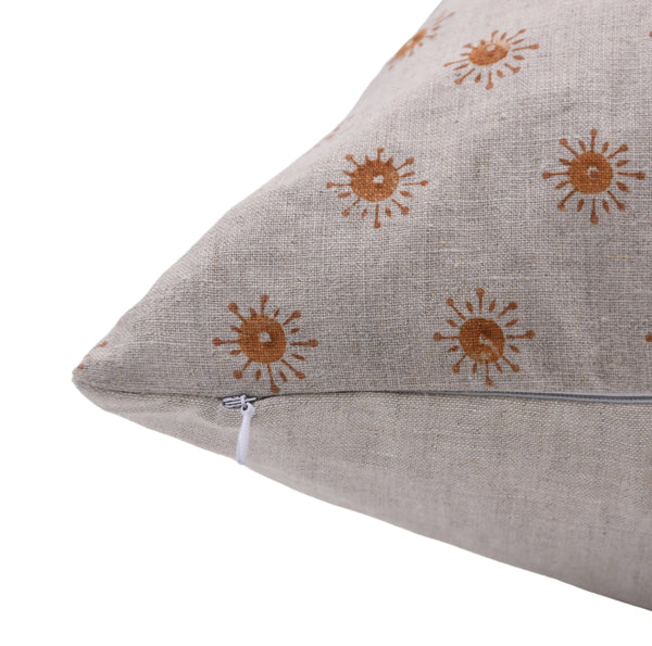 Pure Linen Block Print Boho Cushion Cover -  Happy Bloom