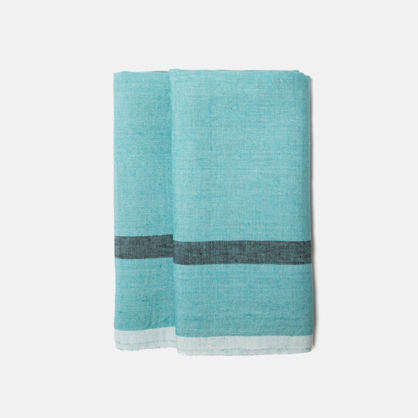 Laundered Linen Aqua/Charcoal Towel 20x30
