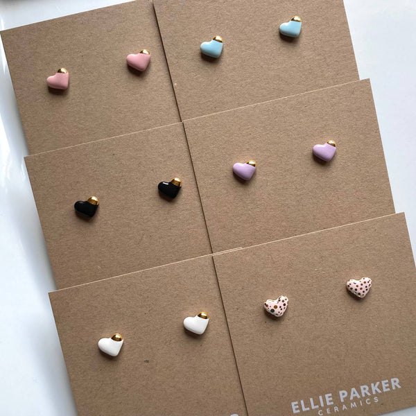 Heart Sky Blue Ceramic Stud Earrings