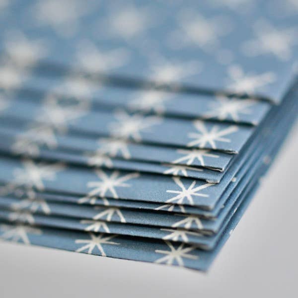 Packet of Ten Patterned Envelopes Little Stars Faded Denim