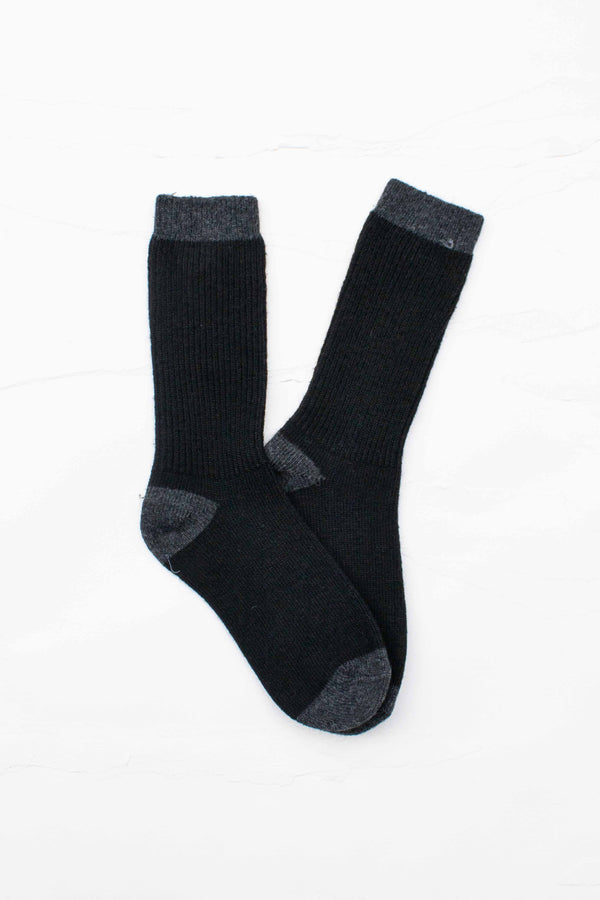 Cozy Two-Tone Wool & Cashmere Blend Ribbed Crew Socks