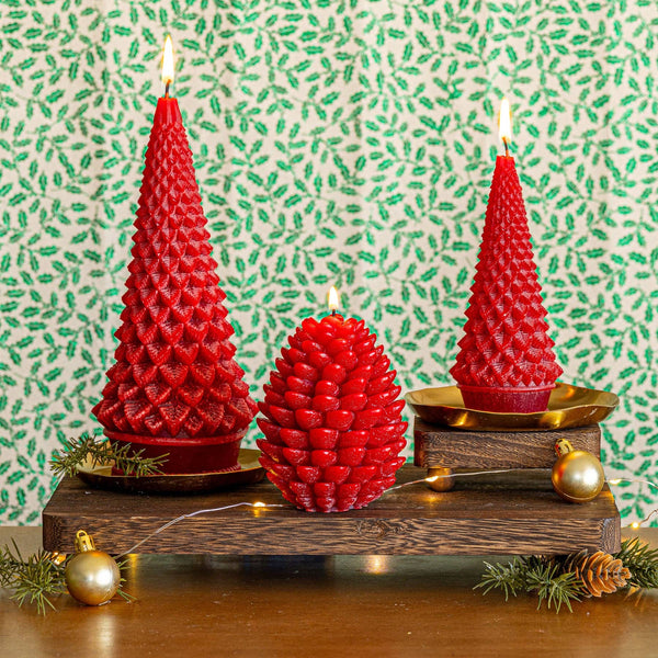 Accent Sculpted Tree Candle - Spicy Apple