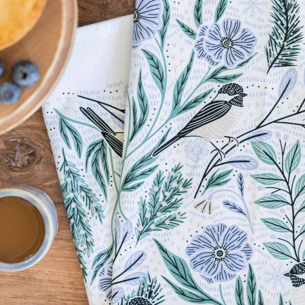 Winter Retreat Tea Towel – Cozy Seasonal Design