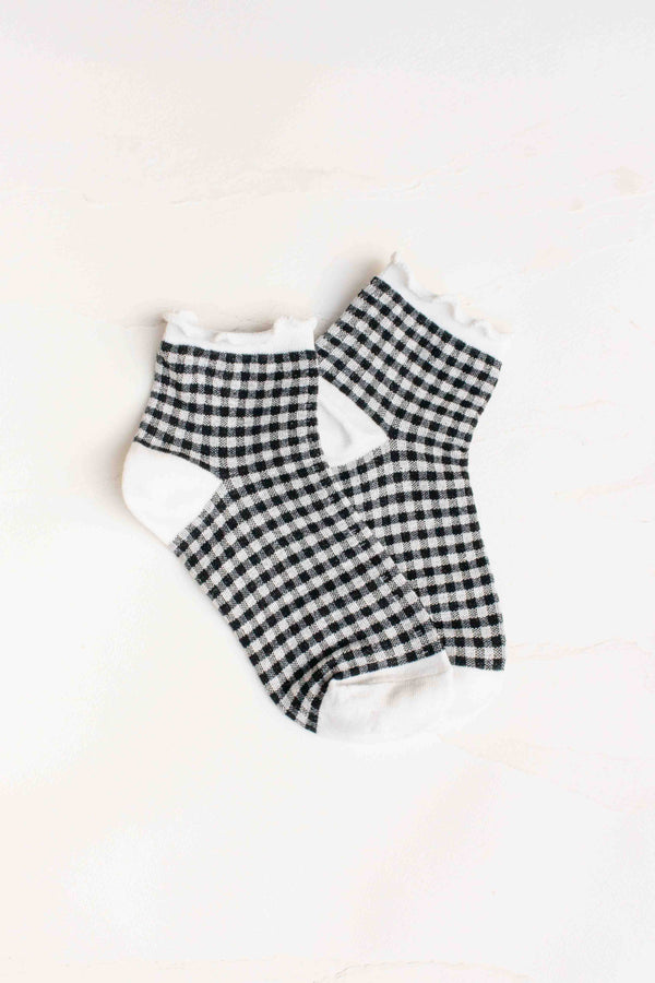 Pastel Gingham Ruffle Ankle Socks