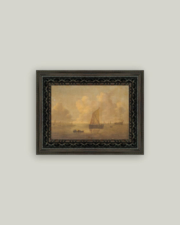 Seascape Town Framed Antique Art
