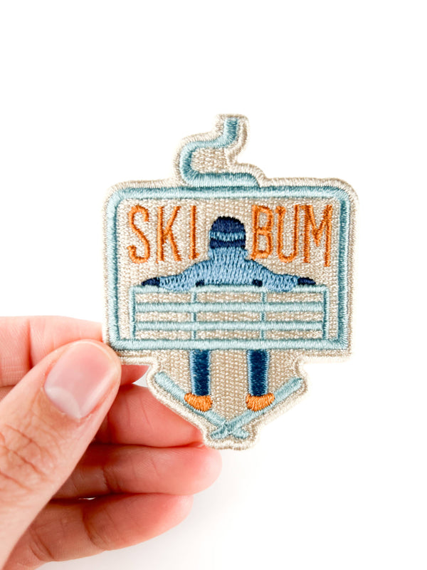 Ski Bum Embroidered Patch Skiing Iron On for Jacket Hat Tote