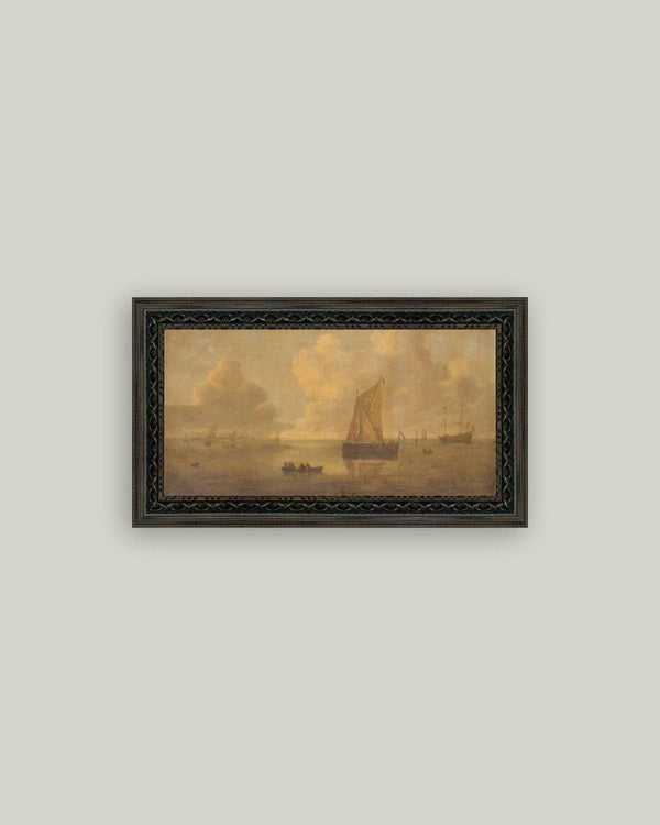 Seascape Town Framed Antique Art