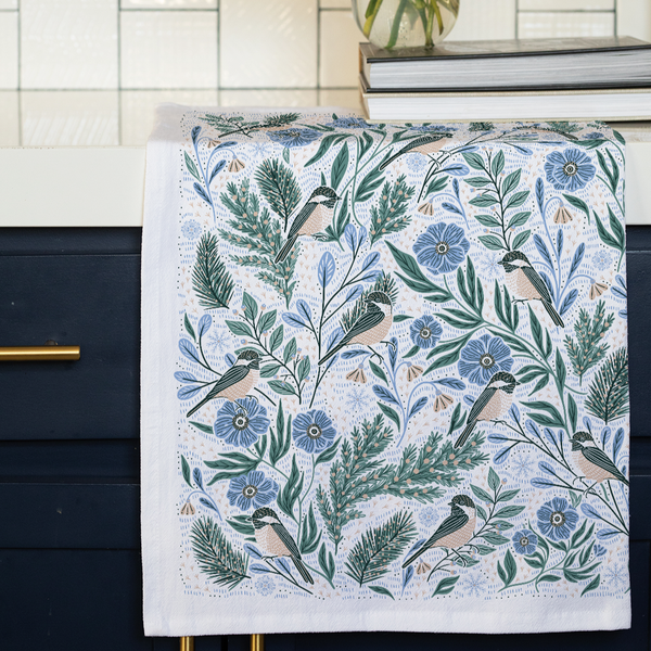 Winter Retreat Tea Towel – Cozy Seasonal Design