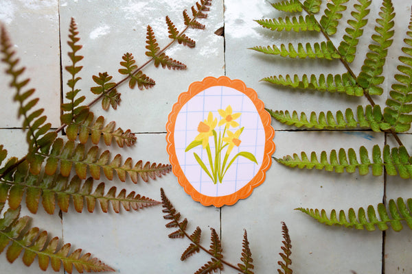Scallop Framed Daffodil Sticker
