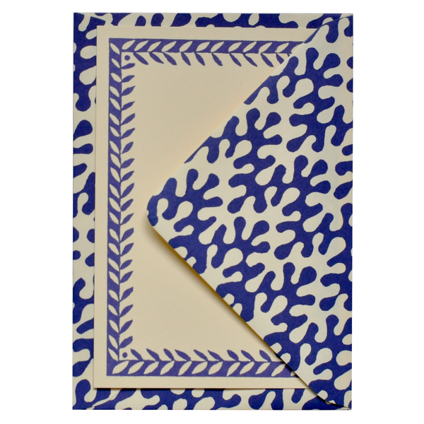 Set of Notecards and Envelopes Kelp French Ultramarine