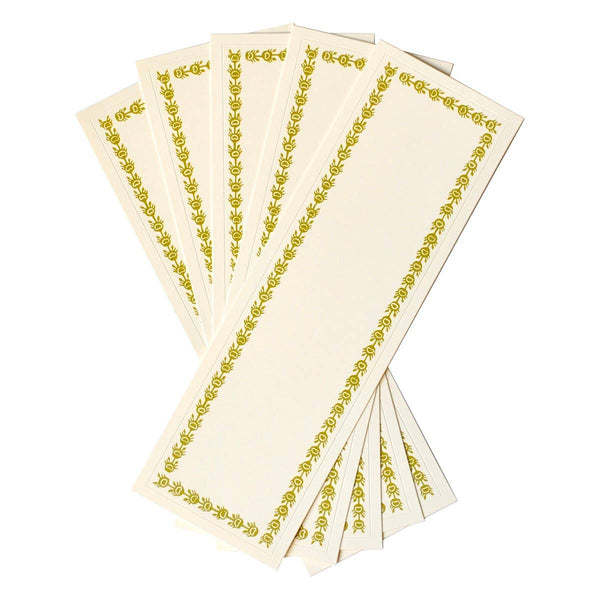 Five Long Self Adhesive Labels with Bawden Green border