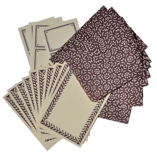Set of Notecards and Envelopes Small Pear Halves Elderberry