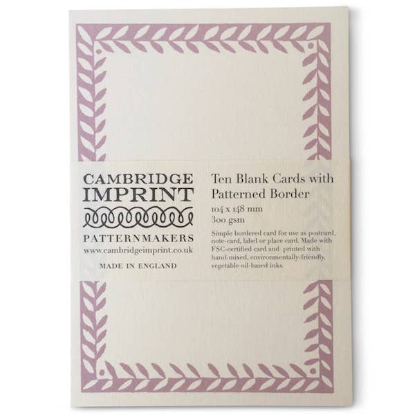 10 Postcards with Patterned Border in Cupboard Pink